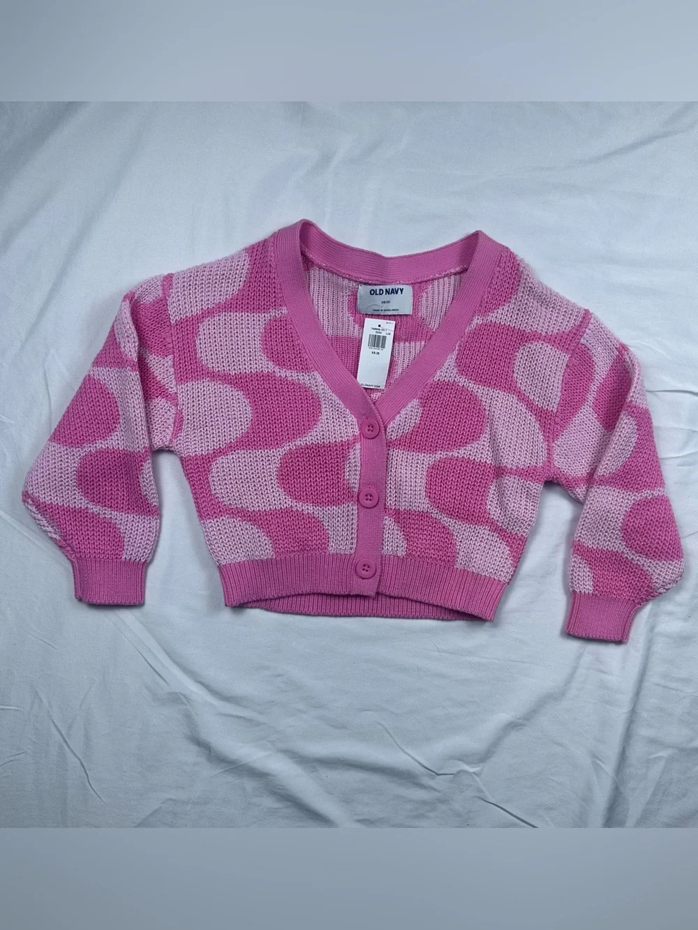 NWT Old Navy Pink Geometric Print Button-Front Cardigan Sweater Girls XS (5)